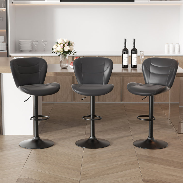 Elegant Adjustable Height Upholstered Counter Stool With Stylish Metal Frame And Convenient Footrest