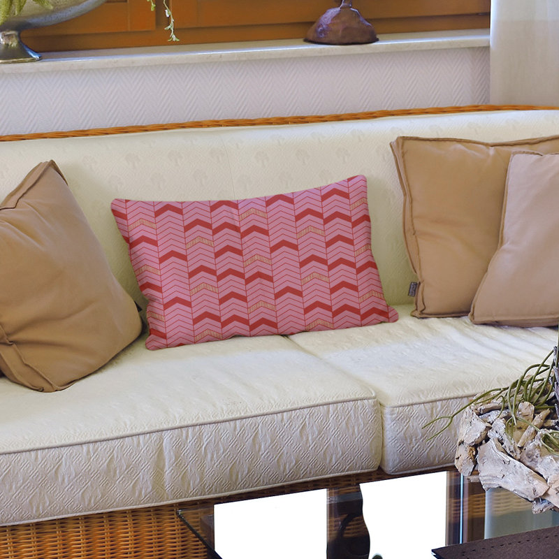 Linen Reversible Throw Pillow, Pink/Dark Red/Light Orange