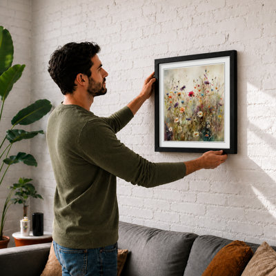 Meadow Floral Art - Single Picture Frame Print on Wood