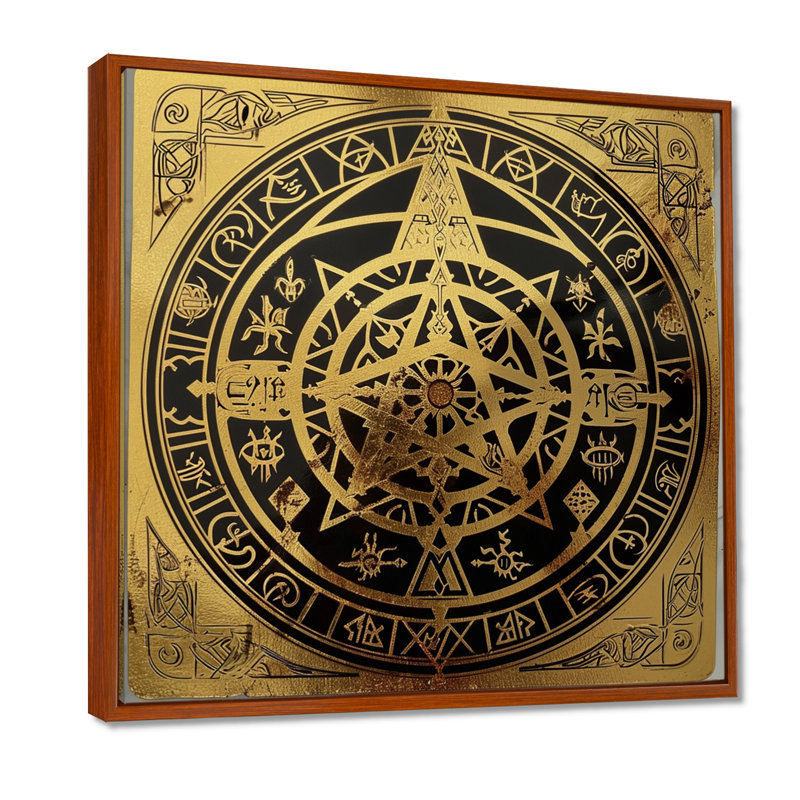 Magicien, phoque alchimie, art mural Mandala, H 36 po x l 36 po x P 1,5 po, Cadre flottant brun
