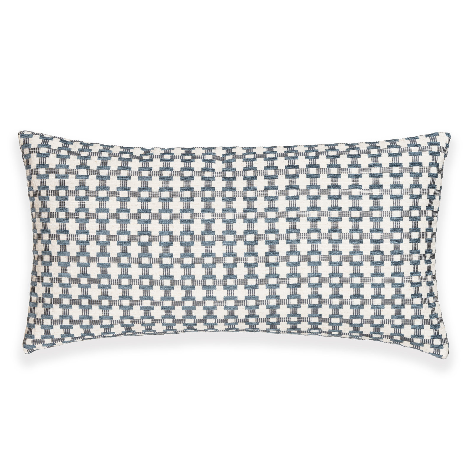 Birch Lane Stride Throw Pillow Lumbar, Blue Geometric, Feather