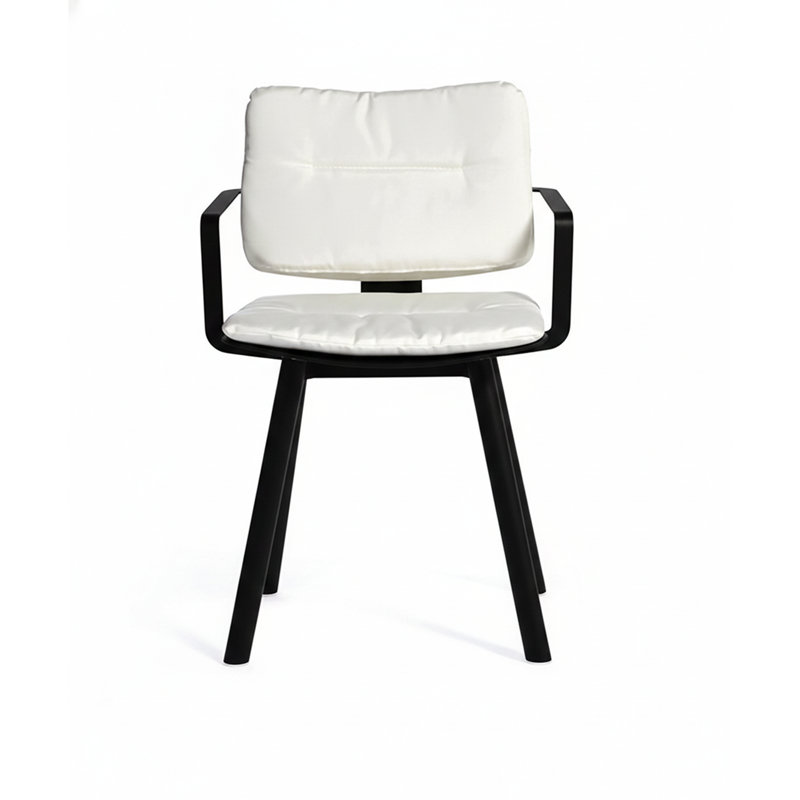 Coco Outdoor Dining Armchair, White/Faux Teak,  Canvas Natural