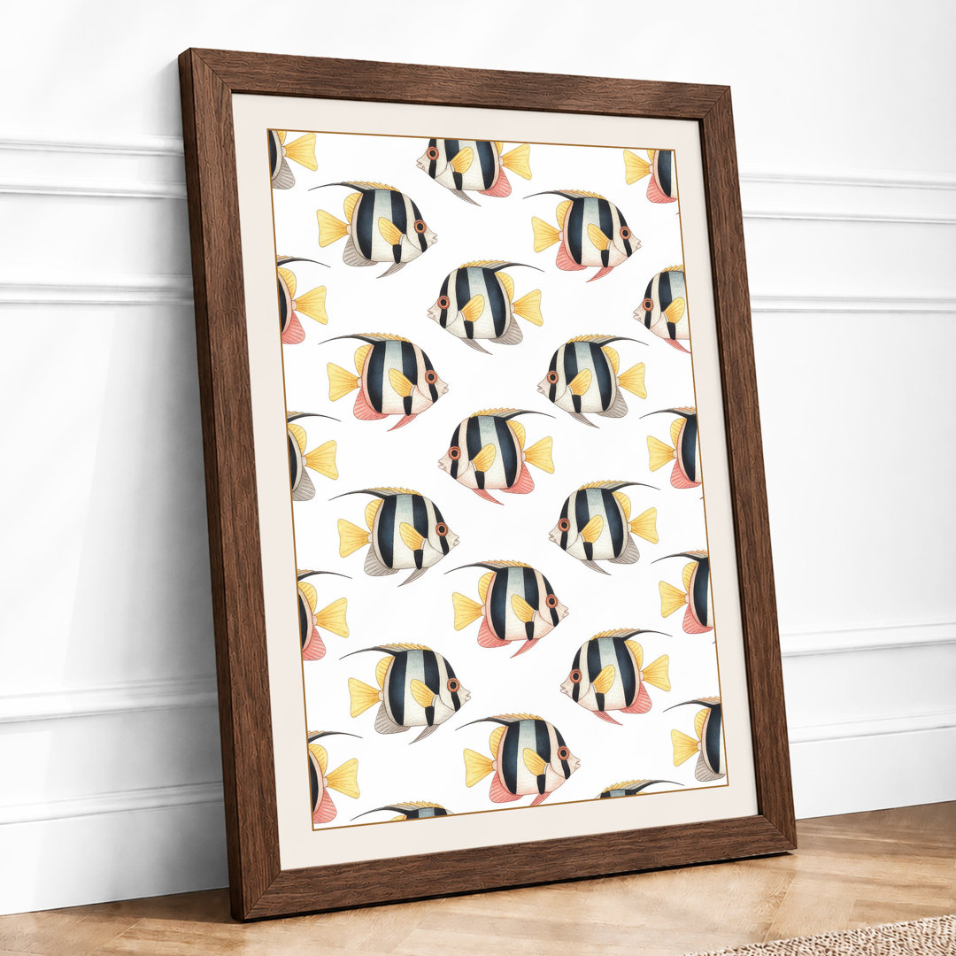 Fish Pattern Tropical Framed Art Print