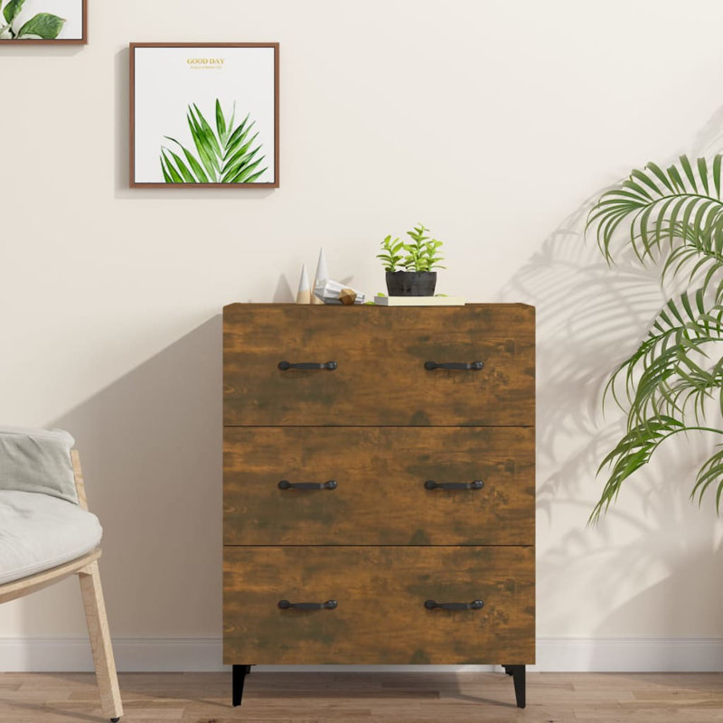 Efrat 69.5cm W 3 - Drawer Chest of Drawers, Smoked Oak
