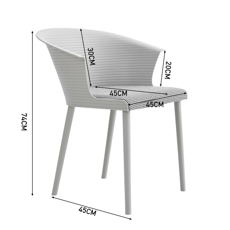 44cm H Upholstered Upholstered Back Side Chair, Grey