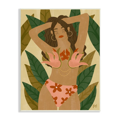 " Female In Fierce Pink Bikini Over Tropical Plants " by Birch&Ink