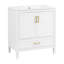 Meuble-lavabo cannelé élégant 30 po avec lavabo en céramique, boîte simple, pieds en bois massif, portes et tiroir à fermeture en douceur, tablette de porte, blanc, meubles-lavabos, meubles-lavabos