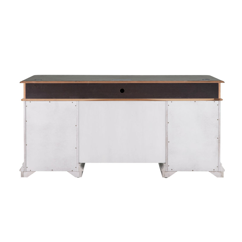 Bureau de direction Dagostino avec prises intégrées, Gris / blanc