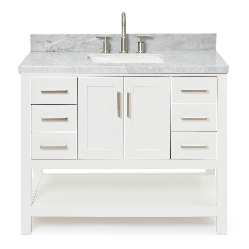Magnolia Bath Vanity Rectangular Basin S043SCWRV, White, Rectangular