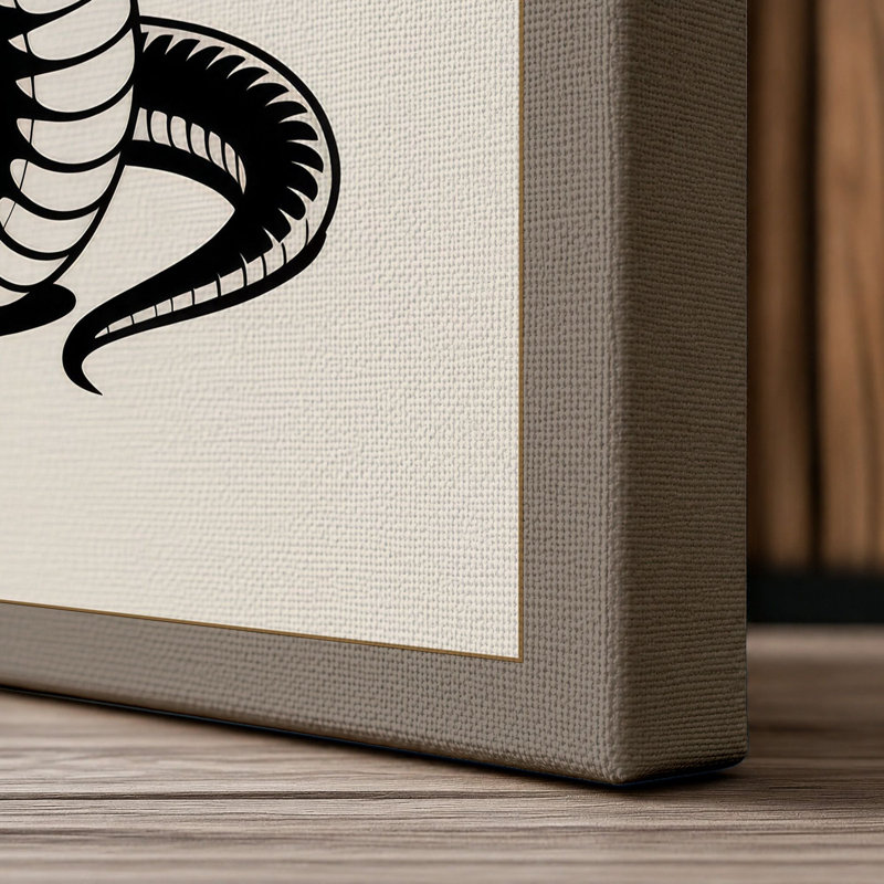 Cobra in Hood Japandi - Wrapped Canvas, 30x20 - 76.2 x 50.8 cm, Taupe Border
