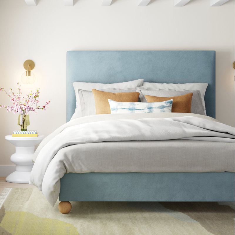 Benita Upholstered Standard Bed, Classic Ocean Velvet, Queen