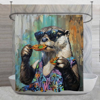 Rideau de douche Otter Eating - Animal