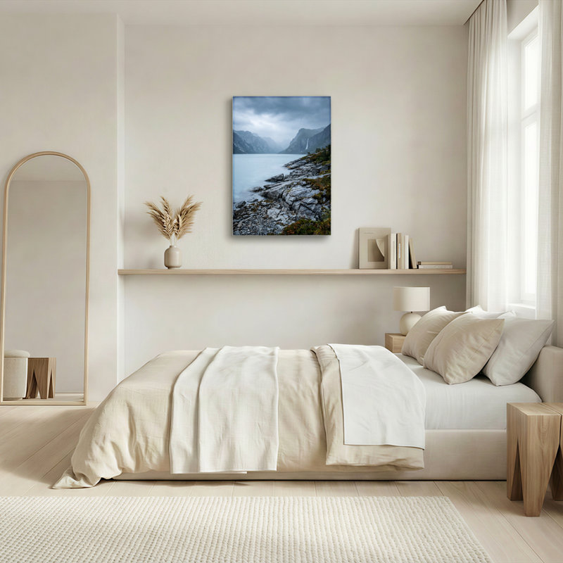 Art mural sur toile Gallery Wrap pour le salon, la chambre à coucher, le bureau ou le vestibule - décoration murale décorative avec lac de montagne