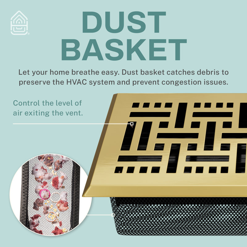 Polished Brass Basketweave Floor Vent Register with Mesh Net