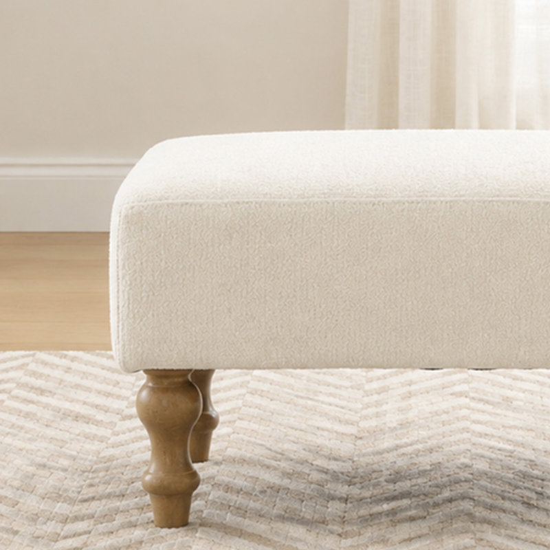 Upholstered Chenille Footstool, Beige