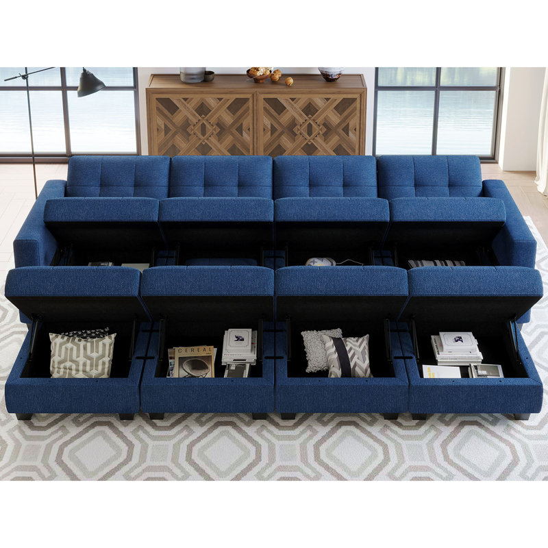 Soneson Hunsicker 116.6'' Large Modular Variable Sectional Upholstered Sleeper Couch Storage Sofa Bed-9 Piece