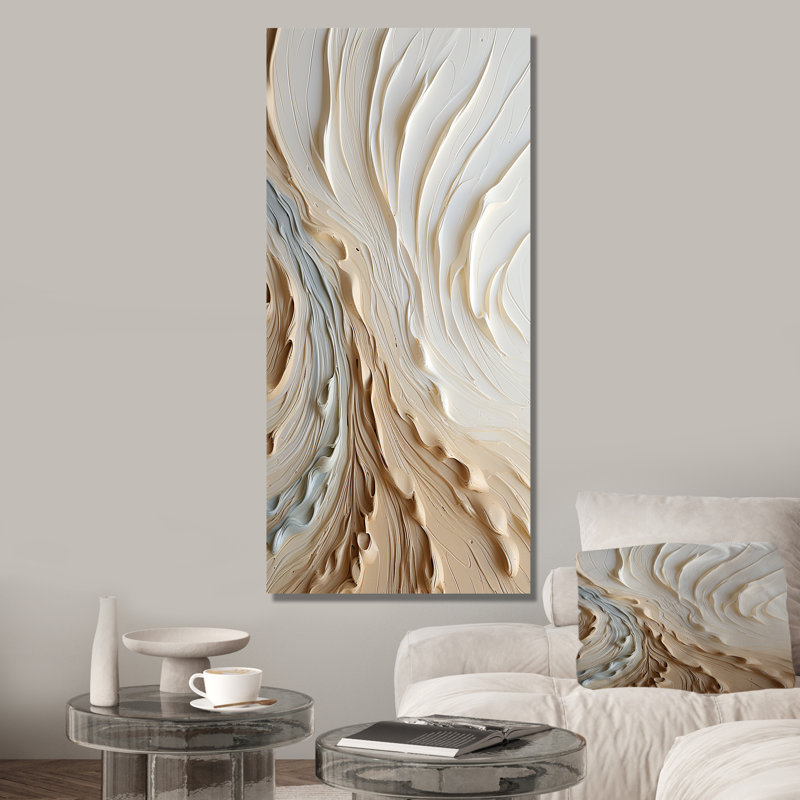 Reproduction d'art sur toile, blanc et or champagne III, Toile tendue, H 60 po x l 28 po x P 1,5 po