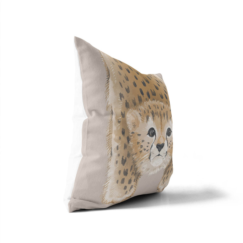 Lil Lying Leopard Taupe Pillow, 18" H x 18" W