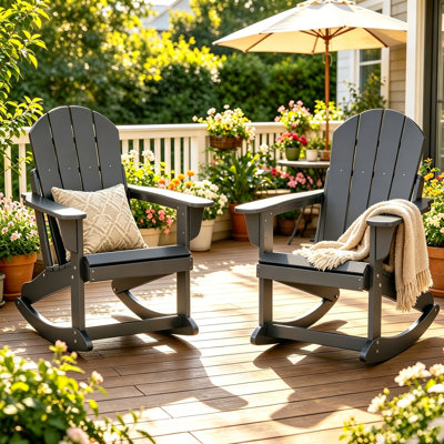 Ensemble de 2 chaises berçantes surdimensionnées toutes saisons Adirondack