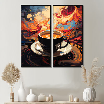 «Yellow Steaming Cup Of Coffee I», impressions d'art traditionnel jaune sur toile