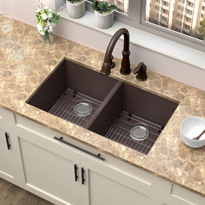 31'' L Double Bowl Granite Kitchen Sink