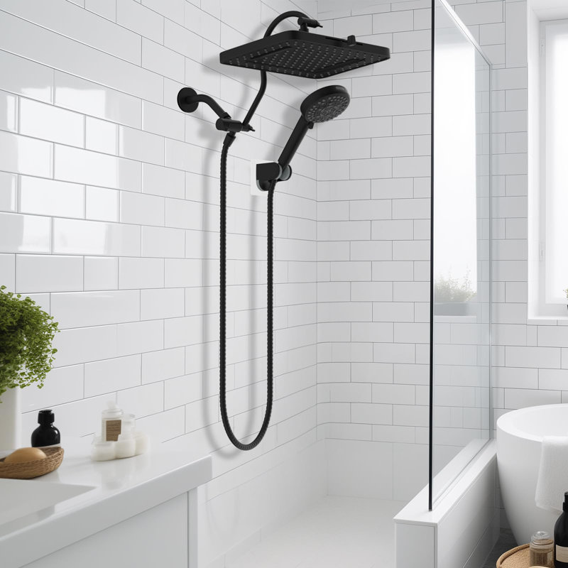 5-Spray 13'' Shower Head, High Pressure Rainfall Shower Head,10-Mode Handheld Spray, 12'' Adjustable Extension Arm, 71'' Hose