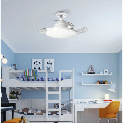 Ventilateur de plafond rétractable à pales avec lumière Whisper-Quiet