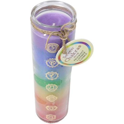 Grande bougie arc-en-ciel mystique spirituelle Wicca