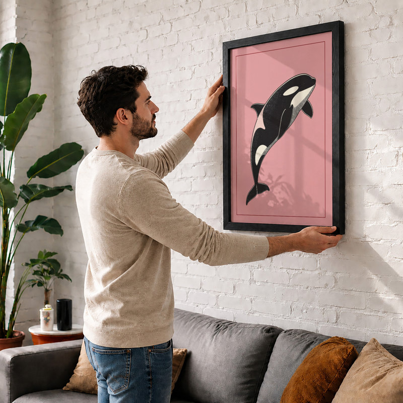Leaping Orca Modern - Framed Print, Unframed, A4 - 29.7 x 21.0 cm