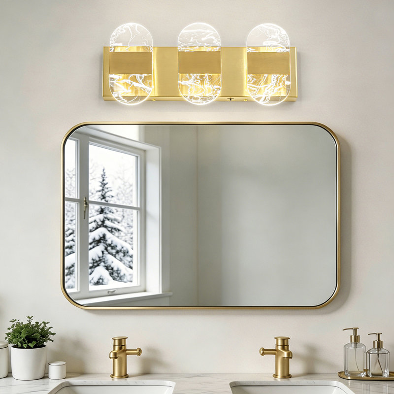 Éclairage pour salle de bain 3 lumières à DEL à intensité variable 3 lumières Aidyn, Doré