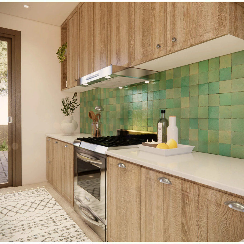Zelig 4" x 4" Moroccan Wall & Floor Tile, Sea Green