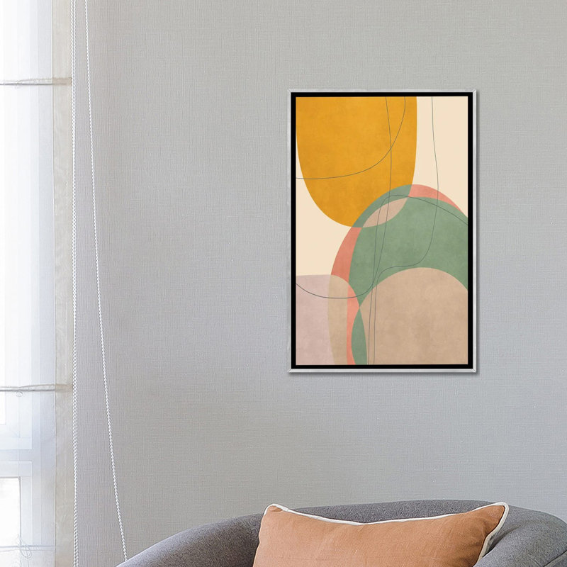 Pièces arrondies et superposées - reproduction d'art murale - toile encadrée, H 26 po x l 18 po, Argent argent