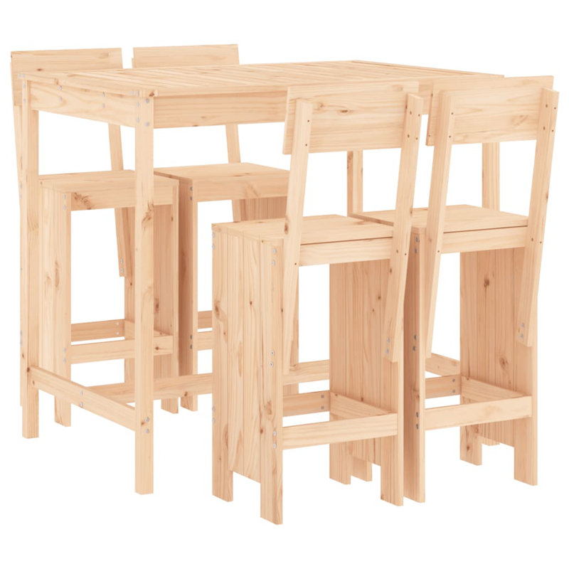 Avital Brayden Studio Bar Set with Wood Frame and Solid Wood Outer Material, Brown