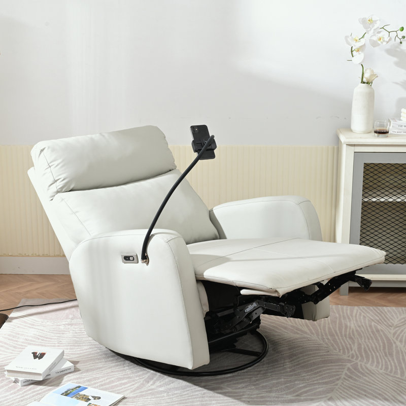 Aldo 270° Swivel Rocker Recliner with Adjustable Recline, Courant, Gris clair