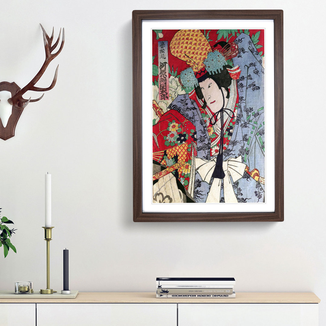 Floral Robes by Toyohara Kunichika - Framed Print
