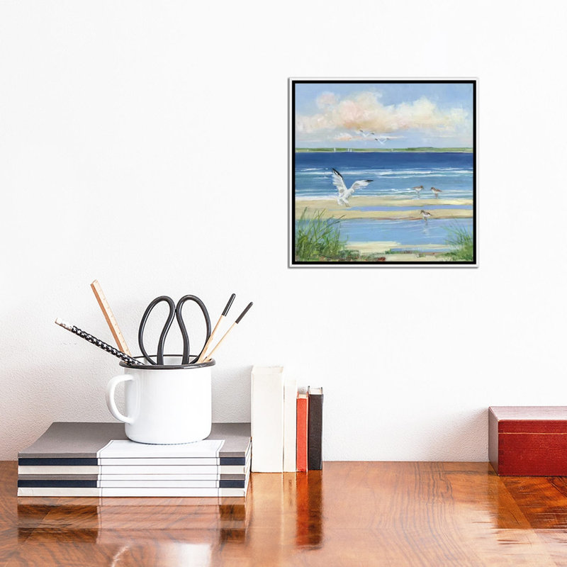 «Beach Combing I» par Sally Swatland - reproduction d'art, Pas de tapis, Toile blanche encadrée, H 12 po x l 12 po x P 1,5 po