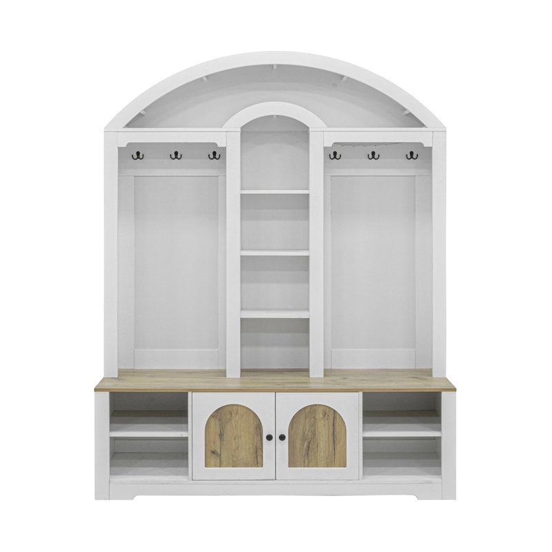 Multi-Functional Wardrobe With Shoe Racks, Clothes Hangers, And Hooks For Efficient Storage And Modern Design, White