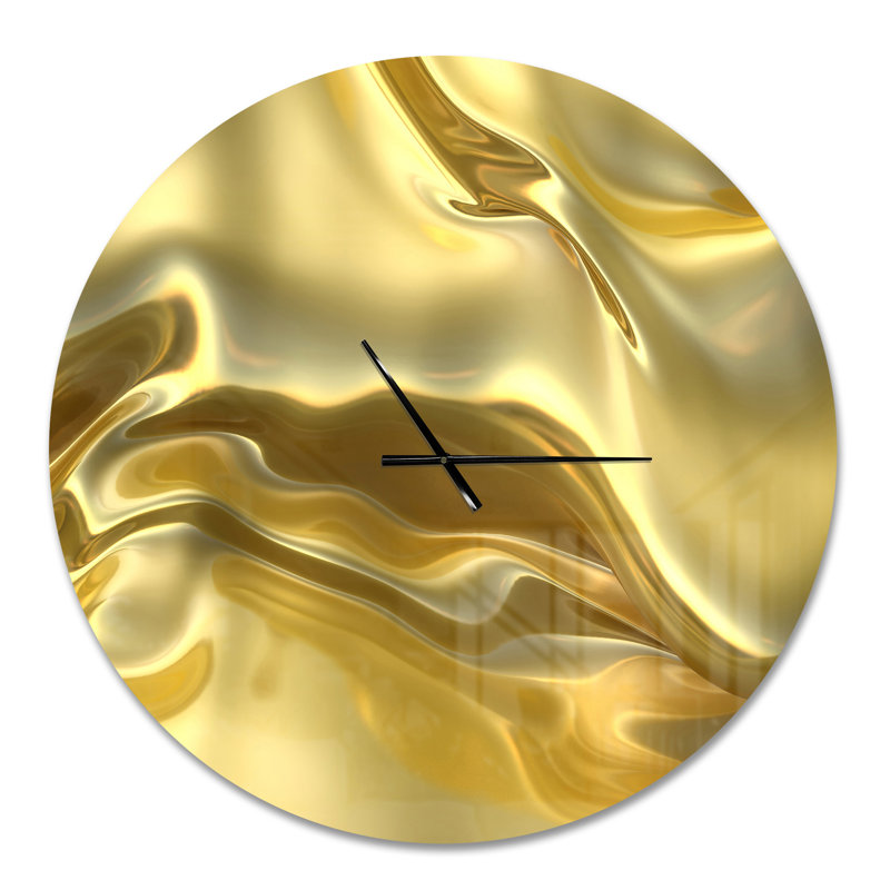 Golden Cloth Pattern - Modern Wall Clock, Medium