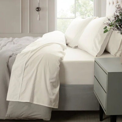 Loomsnest 100% Long Staple Cotton 400 Thread Count Sateen Sheet Set, Wrinkle Resistant, Deep Pocket, Fits up to 18", Twin, Ivory