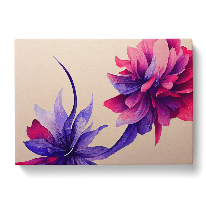 Brilliant Watercolour Flowers - Wrapped Canvas, 35cm H x 50cm W x 3cm D