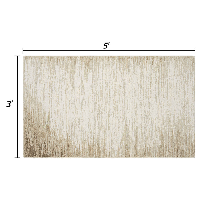 Area Rug - Soft Vintage Carpet with Canvas Backing, Classic Floor Rug for Living Room Dining Room, Rectangle 3'x 5'