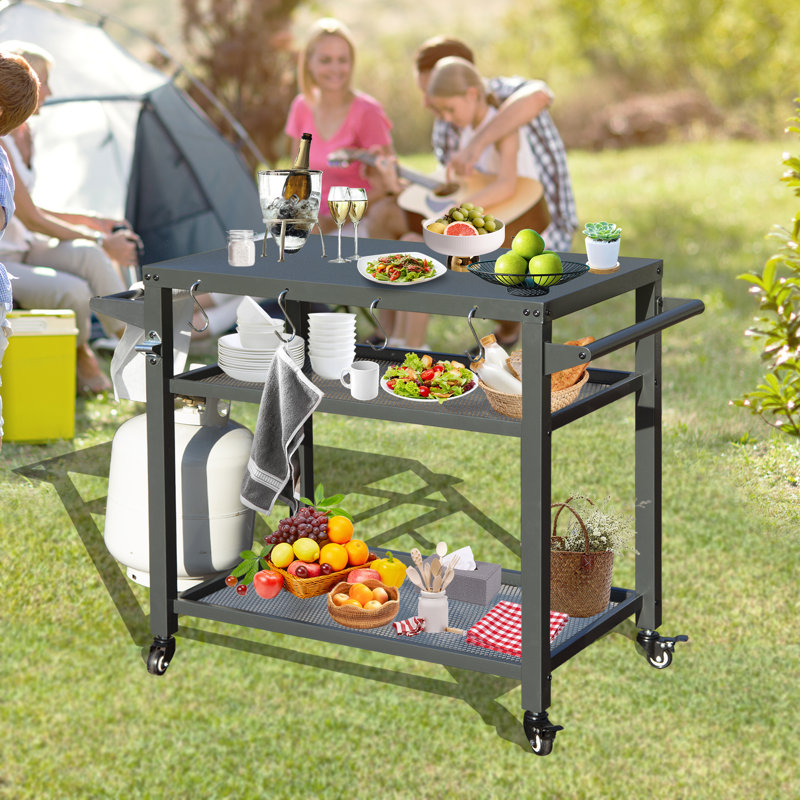 Arlmont & Co. Roepke 21.65'' W x 21.65'' D Steel Grill Cart / Table