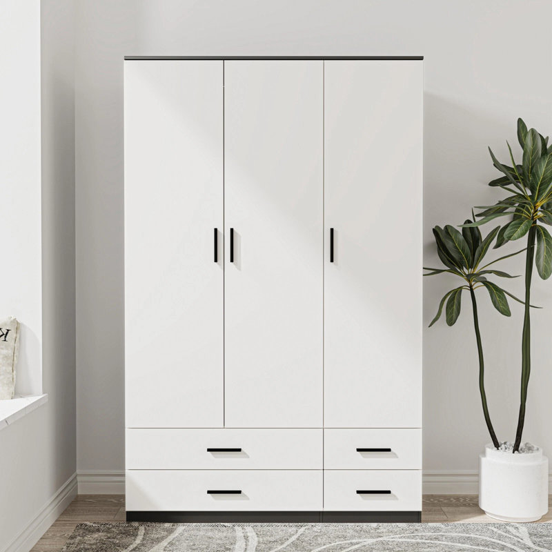 Retonia Manufactured Wood Wardrobe, Black/White