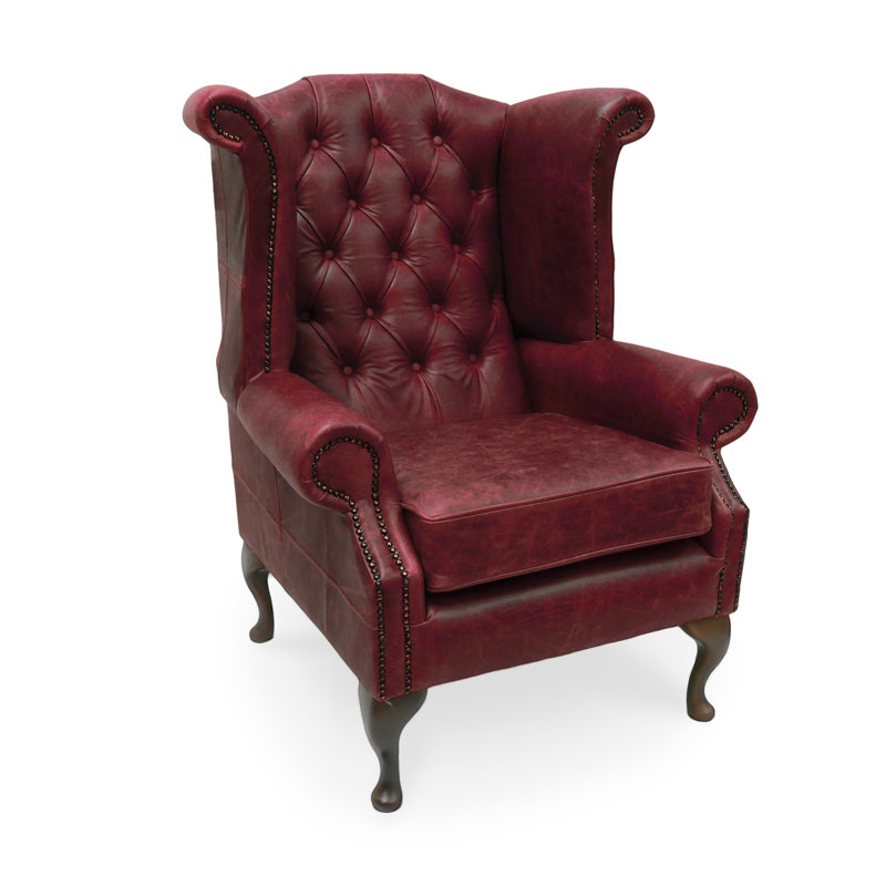Dutta Upholstered Wingback Chair with Footstool, Red