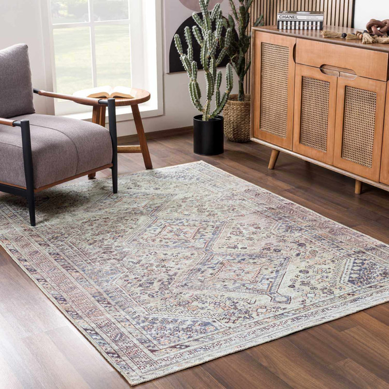 Lunagrace Washable Oriental Indoor Rug, Rectangle 6'7" x 9'