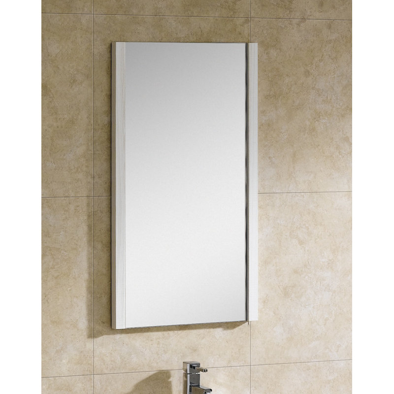 Kaleb Wood Rectangle Wall Mirror, 31.5" H x 17.75" W, Off-White Grain
