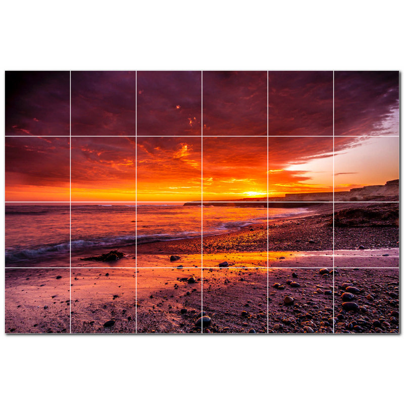 Murale décorative en céramique 8 po x 8 po Sunset