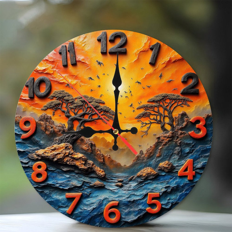 Horloge murale coucher de soleil