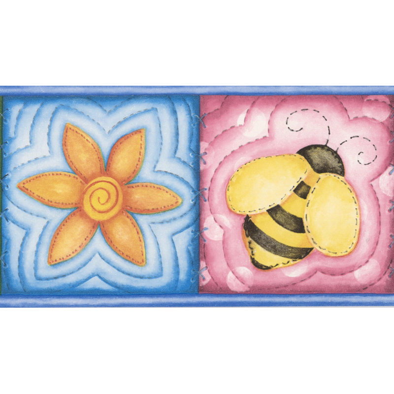 Bordure de dossier Doss Flowers Bee Ladybug, Bleu