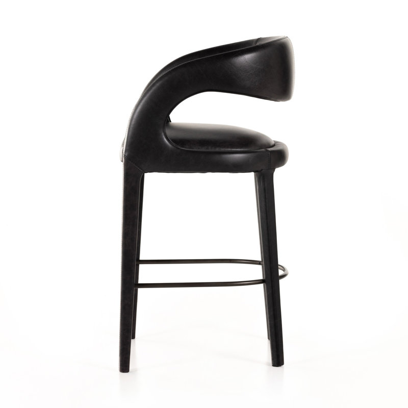 Hawkins Stool, Bar Stool (30.51" Seat Height), Sonoma Black/Genuine Leather
